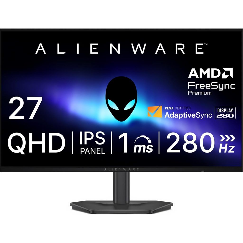 Alienware AW2726DL 27" IPS 2K QHD, 280Hz Gaming Monitor,1ms, HDMI, DP, VESA Mount, Height Adjustment Stand