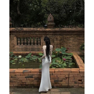 🌿🪷Verora dress🪷🌿 เดรสสายเดี่ยวสีขาวสุดละมุน ดีไซน์หรูดูแพง VR