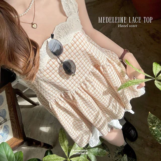 (aunaunn.official) Medeleine lace top – เสื้อสายเดี่ยวลายสก็อต แต่งลูกไม้ น่ารักมากๆ