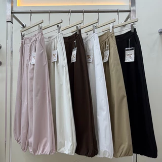 Gang_jeans#9539(K)กางเกงขายาวผู้หญิง เอวสูง ทรงบอลลูน ขาจั๊ม มีกระเป๋า ใส่เที่ยว ใส่ทำงาน แมทช์ง่าย สไตล์มินิมอล