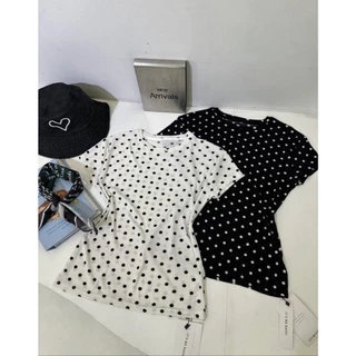 A1081 เสื้อยืดลายจุด & ลายดอก ไอเทมใส่ง่าย แมทช์ได้ทุกวัน ทรงเบสิก