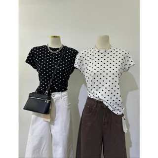 A1081 เสื้อยืดลายจุด & ลายดอก ไอเทมใส่ง่าย แมทช์ได้ทุกวัน ทรงเบสิก
