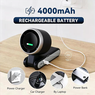 【คุณภาพสูง】พัดลมพกพา ความเร็วสูง ทํางานเงียบ ปรับความเร็วได้ USB พัดลมมือถือ แสดงดิจิตอล ปรับความแรงลมได้ 5 ระดับ