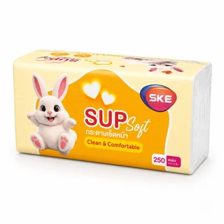 AT.Store กระดาษทิชชู่เช็ดหน้า SUP Soft หนา 2 ชั้น (250 แผ่น) กระดาษเช็ดหน้าเนื้อนุ่ม อ่อนโยนต่อผิว ไม่เป็นขุย