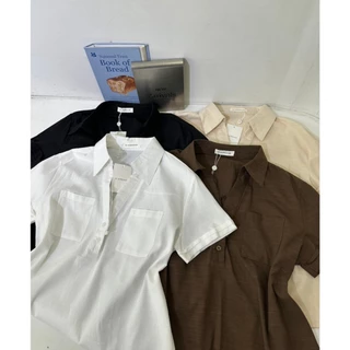 M2239 เสื้อเชิ้ตคอปกแขนสั้น ทรงเบสิคที่ทุกคนต้องมีติดตู้ ดีไซน์เรียบหรู ดูแพง ทรงสวยเป๊ะ แมทช์ง่ายกับกางเกงยีนส์ขาม้า
