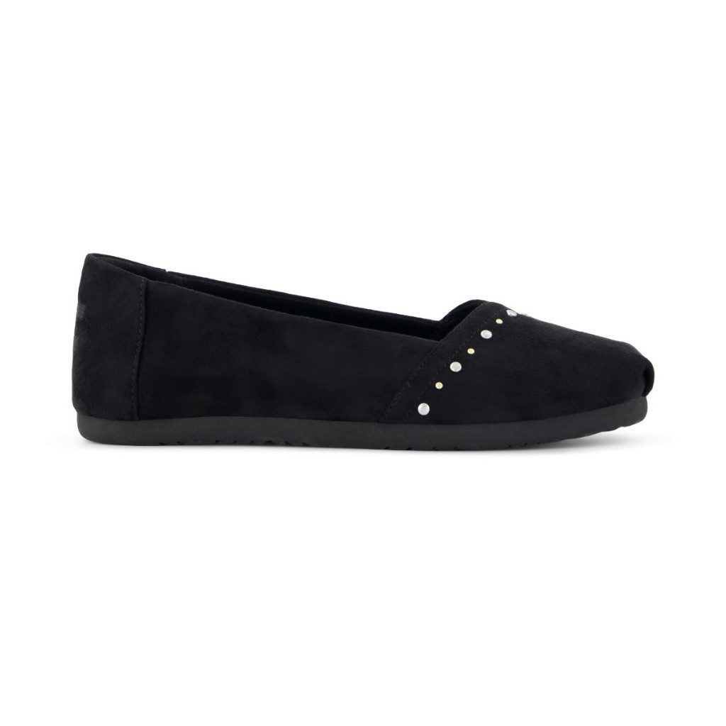 TOMS รองเท้าลำลองผู้หญิง รุ่น Alpargata Ballet Black Microsuede Studs (CH) รองเท้าลิขสิทธิ์แท้