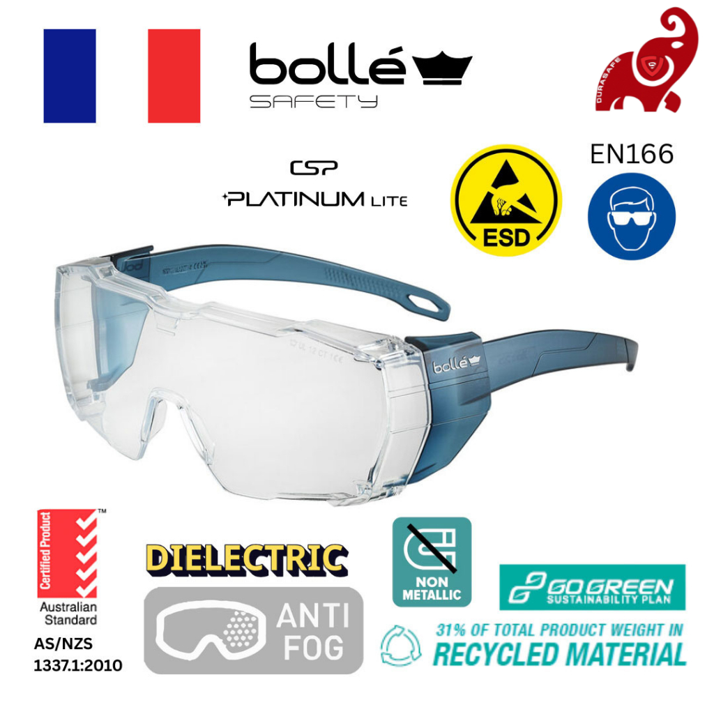 BOLLE SWIOTN10U Swift OTG Safety Spectacle Clear Anti-Scratch/Anti-Fog Len