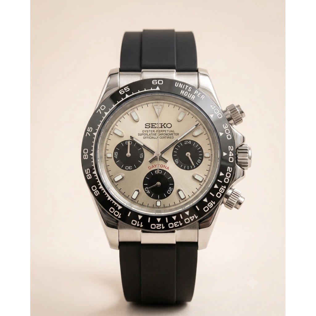 Seiko Modify Daytona Platinum Dial vk63 Chronograph