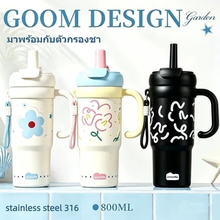 Ucocolla 800ml แก้วสแตนเลส 316 แก้วน้ําสแตนเลสฟางความจุขนาดใหญ่สูญญากาศฉนวนถ้วยติดรถยนต์