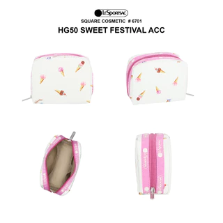 Lesportsac Square Cosmetic Small Bag กระเป๋าใบเล็กเครื่องสำอาง Style 6701