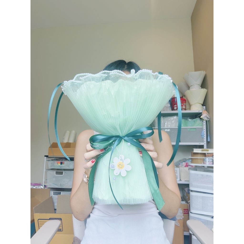 ช่อดอกไม้เปล่า สีพาสเทล ลายน่ารักช่อใหญ่