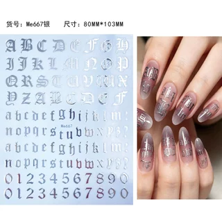 🇹🇭S14 สติ๊กเกอร์ตัวอักษรโกธิค A-Z มีหลายสีให้เลือก สติ๊กเกอร์ติดเล็บ