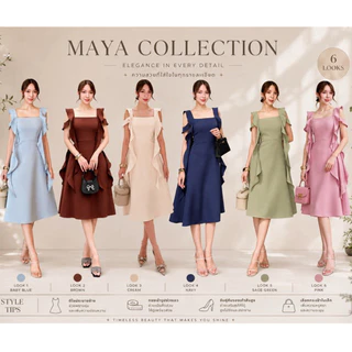 เดรสสั้นไปงาน ชุดไปงาน s-3xlผ้าอัดกาวอยู่ทรงสวย MAYA ดูแพง G153 สะโพกฟรี