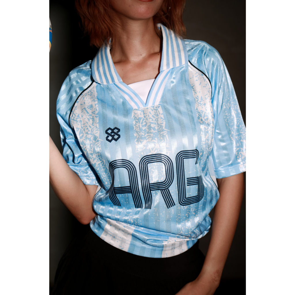 EightyEight Sport เสื้อบอลวินเทจ โอเวอร์ไซส์ อาร์เจนตินา คอปก ทรงสตรีท ลายเสื้อบอลโลกยุค 90 รุ่น OS-ARG88