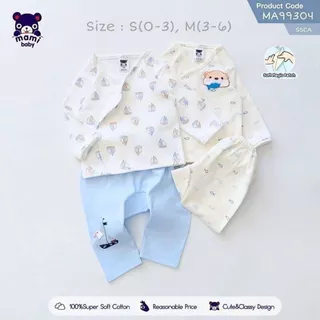 Mami Baby ชุดเด็กผ้าดูด เสื้อแขนยาว+กางเกงขายาว ไซส์ 0-6M ผ้าคอตตอนนุ่มๆ (1 ตัว) | BabyTrend