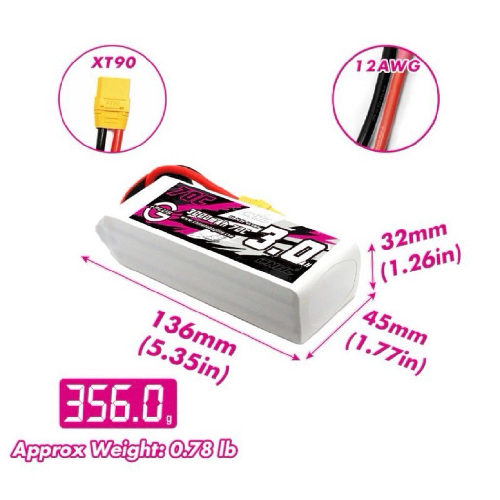 CNHL 4S 14.8V 3000mAh 70C /140C (ปลั๊ก XT90)