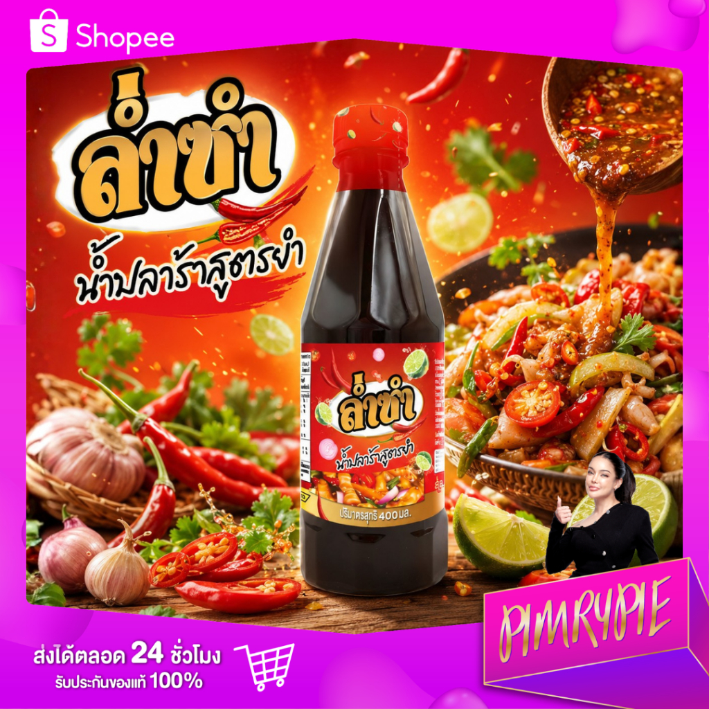 PIMRYPIE ล่ำซำ น้ำปลาร้าสูตรยำ 400 ml.