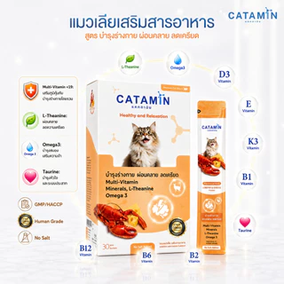 CATAMIN ขนมแมวเลียเสริมวิตามิน (12 ซอง คละ 3 สูตร)