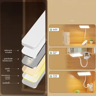 Ofeel 18000mAh โคมไฟตั้งโต๊ะ แบบหนีบ ปรับโค้งงอได้ โคมไฟอ่านหนังสือ LED ไฟมินิมอล ปรับแสงได้ 3สี