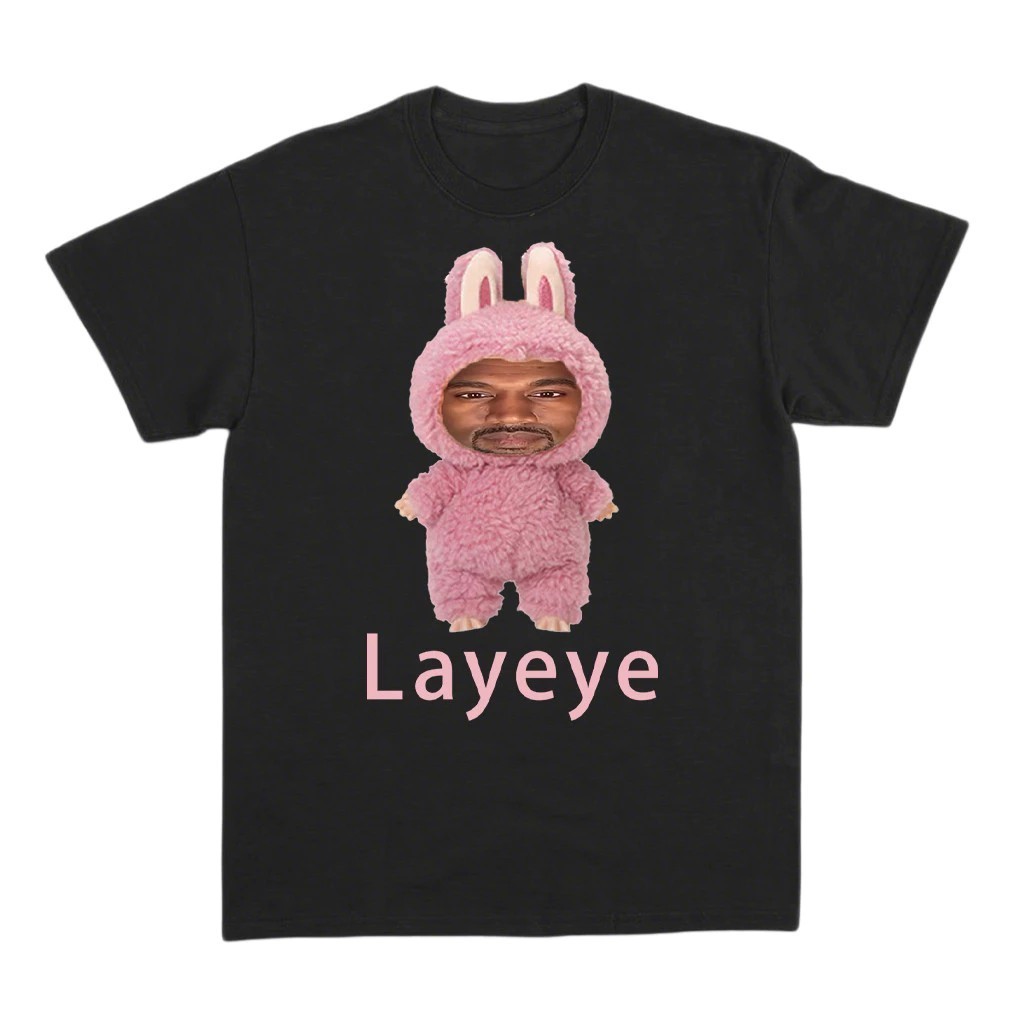 พร้อมส่ง ลาย Layeye ายสีชมพู meme ตลก สไตล์ฮิปฮอป ทรงโอเวอร์ไซส์ unisex ผ้าฝ้ายใส่สบาย**