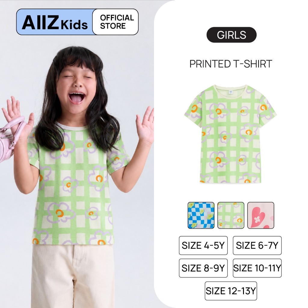 AIIZ (เอ ทู แซด) - เสื้อยืดคอกลมเด็กผู้หญิงพิมพ์ลายทั้งตัว Girl's Printed T-Shirts