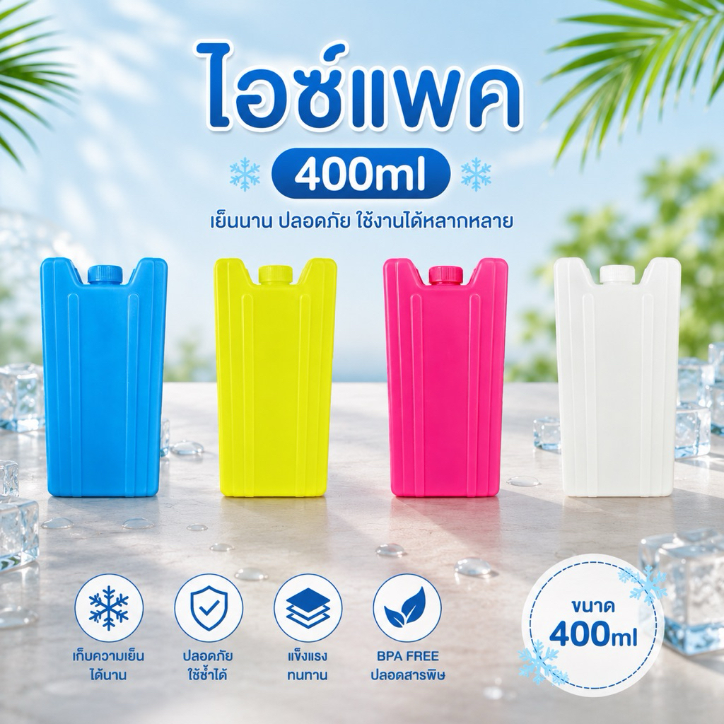 ไอซ์แพค 400ML  เก็บความเย็น icepack น้ำแข็งเทียม ไอซ์เจล