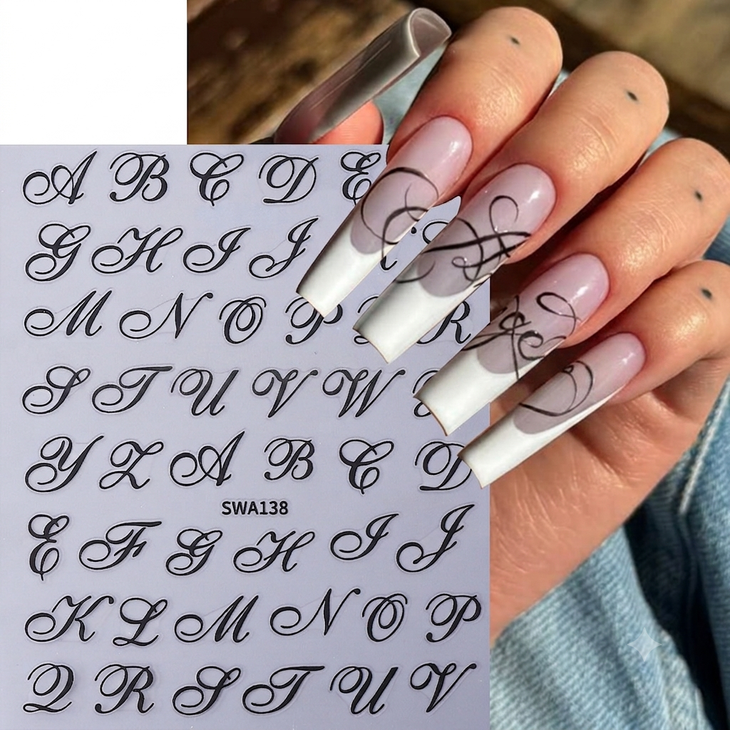 🇹🇭S15 สติ๊กเกอร์ตัวอักษร cursive A-Z สไตล์สายฝอ ไม่ต้องเพ้นท์ให้เมื่อย