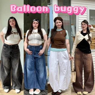 Balloon Buggy กางเกงยีนส์บัคกี้ ทรงบอลลูน ปลายขาจะแคบลงเพื่อความสวยงาม ทรงสวยมาก แต่งเฟด ตัดเย็บเพื่อสาวอวบ ไซส์ใหญ่