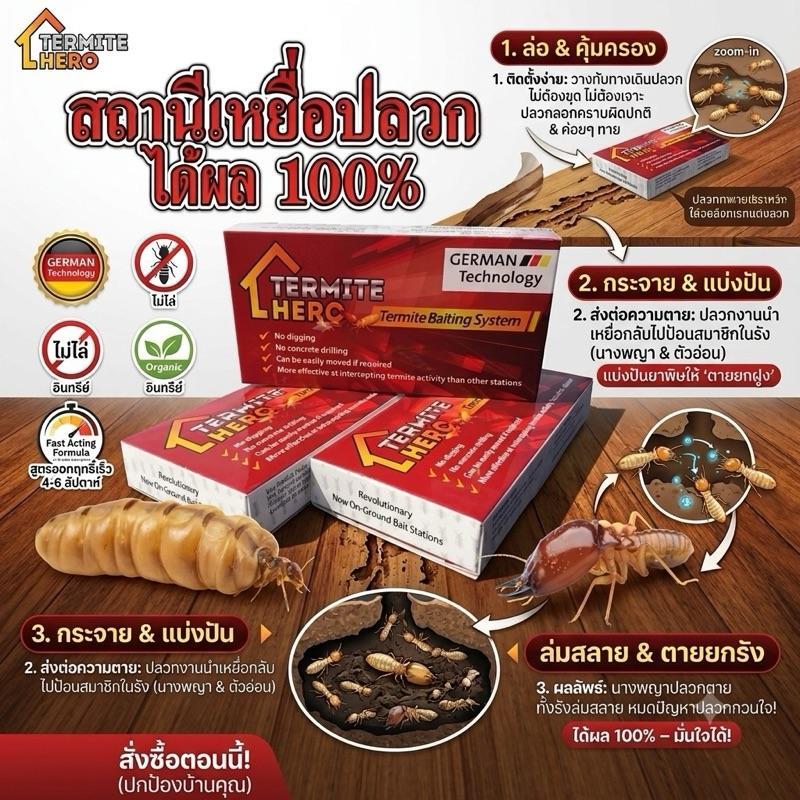 TERMITE HERO เหยื่อกำจัดปลวก กำจัดสิ้นซาก ตุยยกรัง เทคโนโลยีจากเยอรมัน