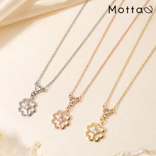 Motta Necklace สร้อยคอชุบทองคำขาว จี้ดอกไม้เพชรเกรดพรีเมียม ตัวเรือนเงางาม น้ำหนักเบา
