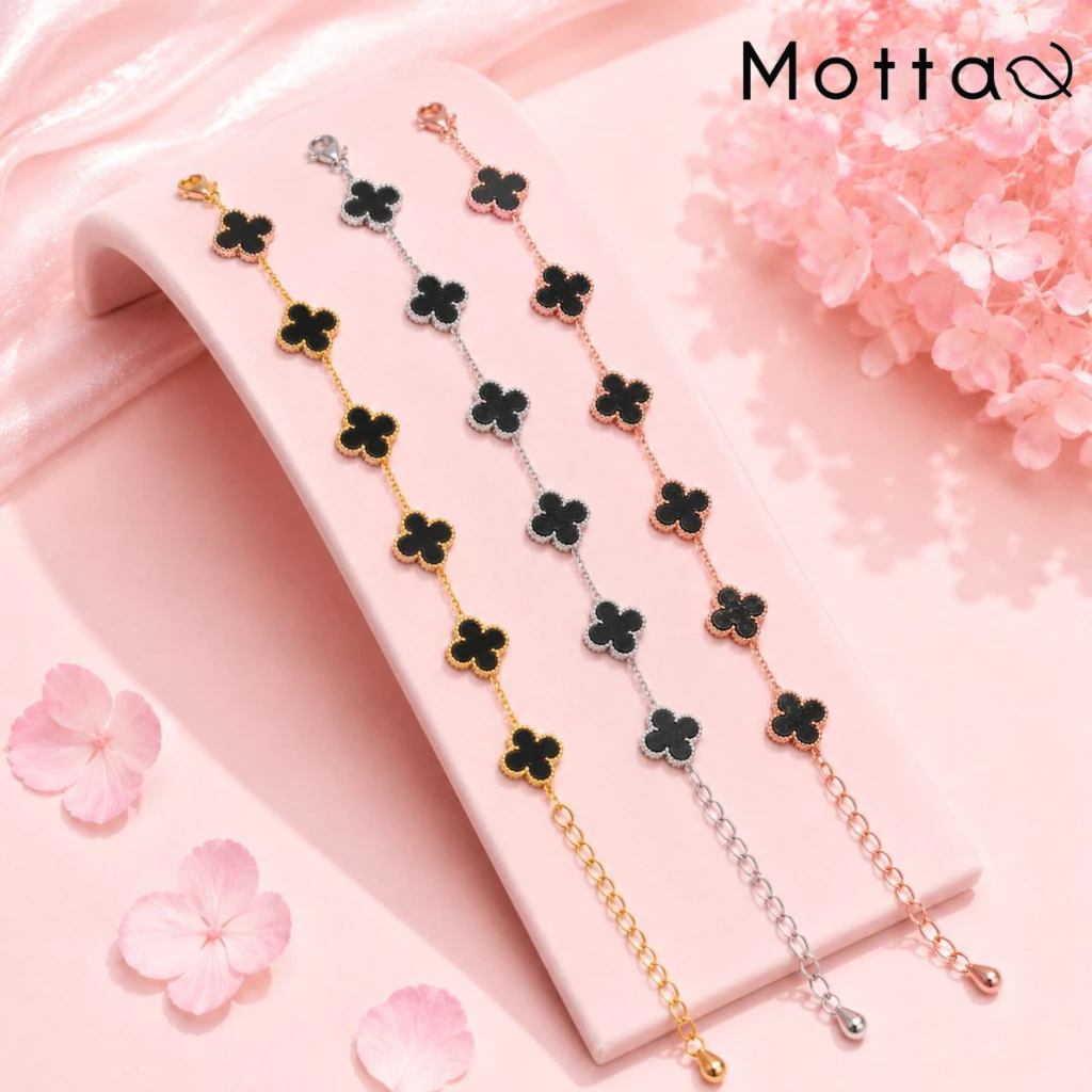 Motta Bracelet สร้อยข้อมือชุบทองคำขาว โคลเวอร์ดีไซน์สุดพรีเมียม สายแฟชั่นต้องมีติดตู้