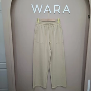 [ CP1 ] WARA กางเกงขายาวสบายพุง(มีเชือก) ผ้า Cotton 260g