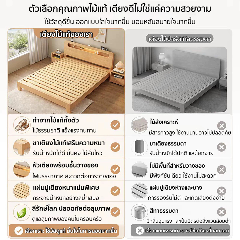 ขายดี เตียง เตียงไม้ เตียงนอน เตียงไม้เนื้อแข็ง รูปที่ 2