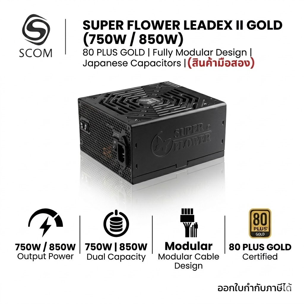 (PSU) SUPER FLOWER LEADEX II GOLD 750W / 850W 80PLUS GOLD มือสอง