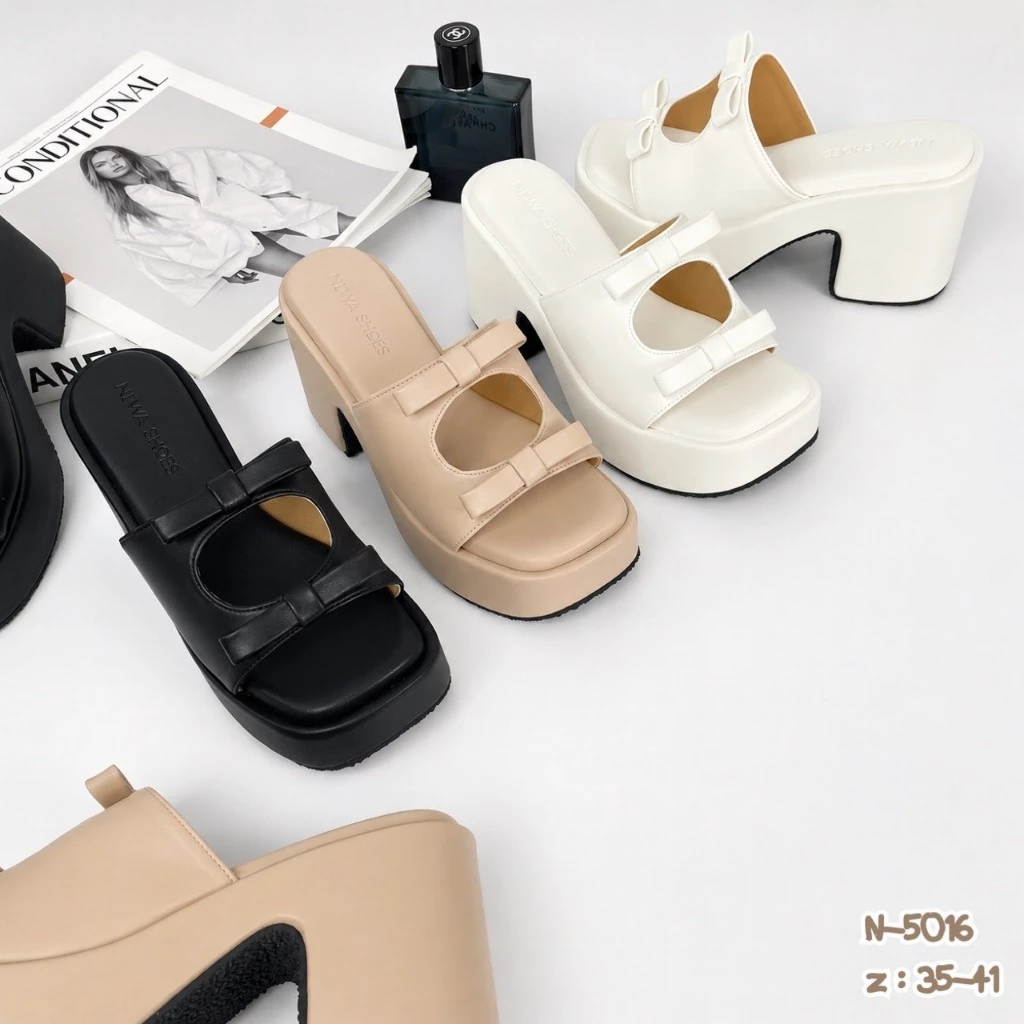 NIWA SHOES รองเท้าส้นสูง รองเท้าแฟชั่น รองเท้าเสริมส้น สูง 3.5 นิ้ว n-5016