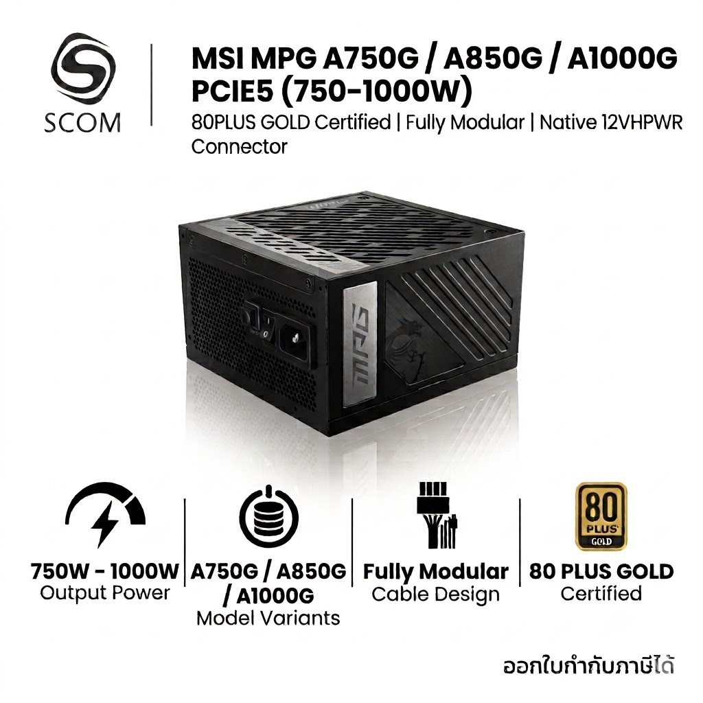 (PSU) MSI MPG A750G / A850G / A1000G PCIE5 750 - 1000W 80PLUS GOLD