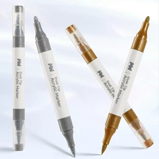MW ปากกาอะคริลิค Acrylic Markers สีเหลืองและสีเงิน ดินสอสี สำหรับวาดภาพบนผ้าใบ แก้วหิน แก้ว เครื่องเขียน เครื่องเขียน