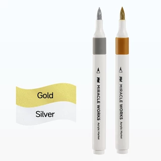 MW ปากกาอะคริลิค Acrylic Markers สีเหลืองและสีเงิน ดินสอสี สำหรับวาดภาพบนผ้าใบ แก้วหิน แก้ว เครื่องเขียน เครื่องเขียน
