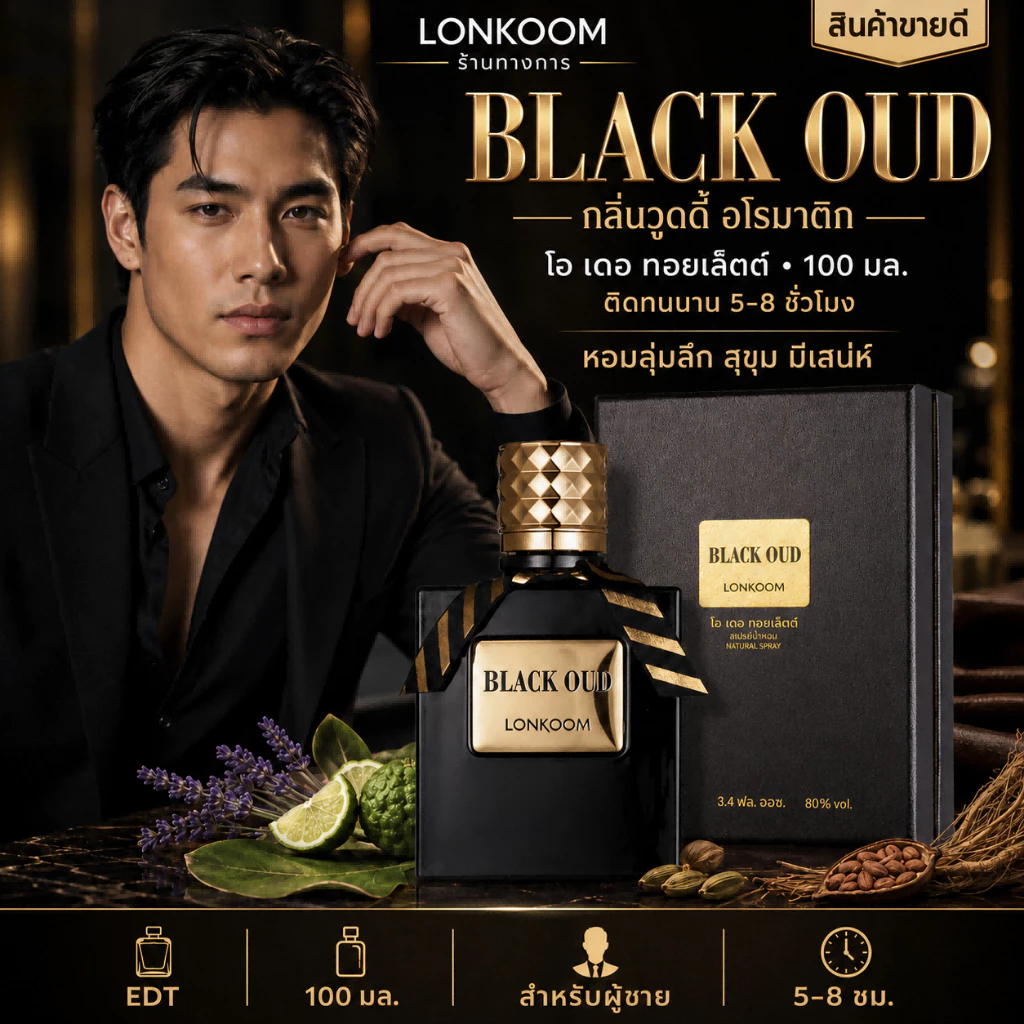 LONKOOM น้ำหอม Unisex 100ml Perfume OUD กลิ่นหอมเข้มข้น (EDP/EDT) Woody Floral ติดทน สำหรับผู้ชาย