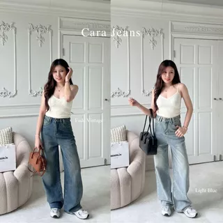 Beberlin กางเกงยีนส์ ขากระบอกกลาง สีเฟด รุ่น Cara Jeans / No : 7091