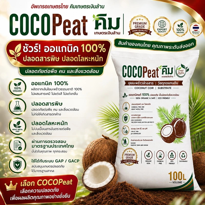 [Organic]CocoPeat ล้างสารเทนนิน ขนาด 100 ลิตร By.คิม เกษตรเงินล้าน