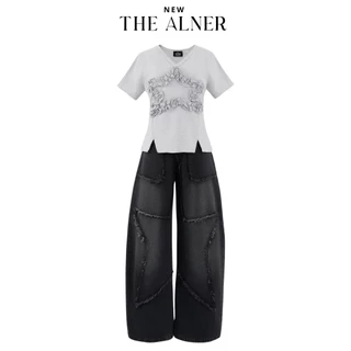 Thealner-AN441 (เซ็ตเสื้อเทาลายดาว กางเกงยีนส์ขายาว)