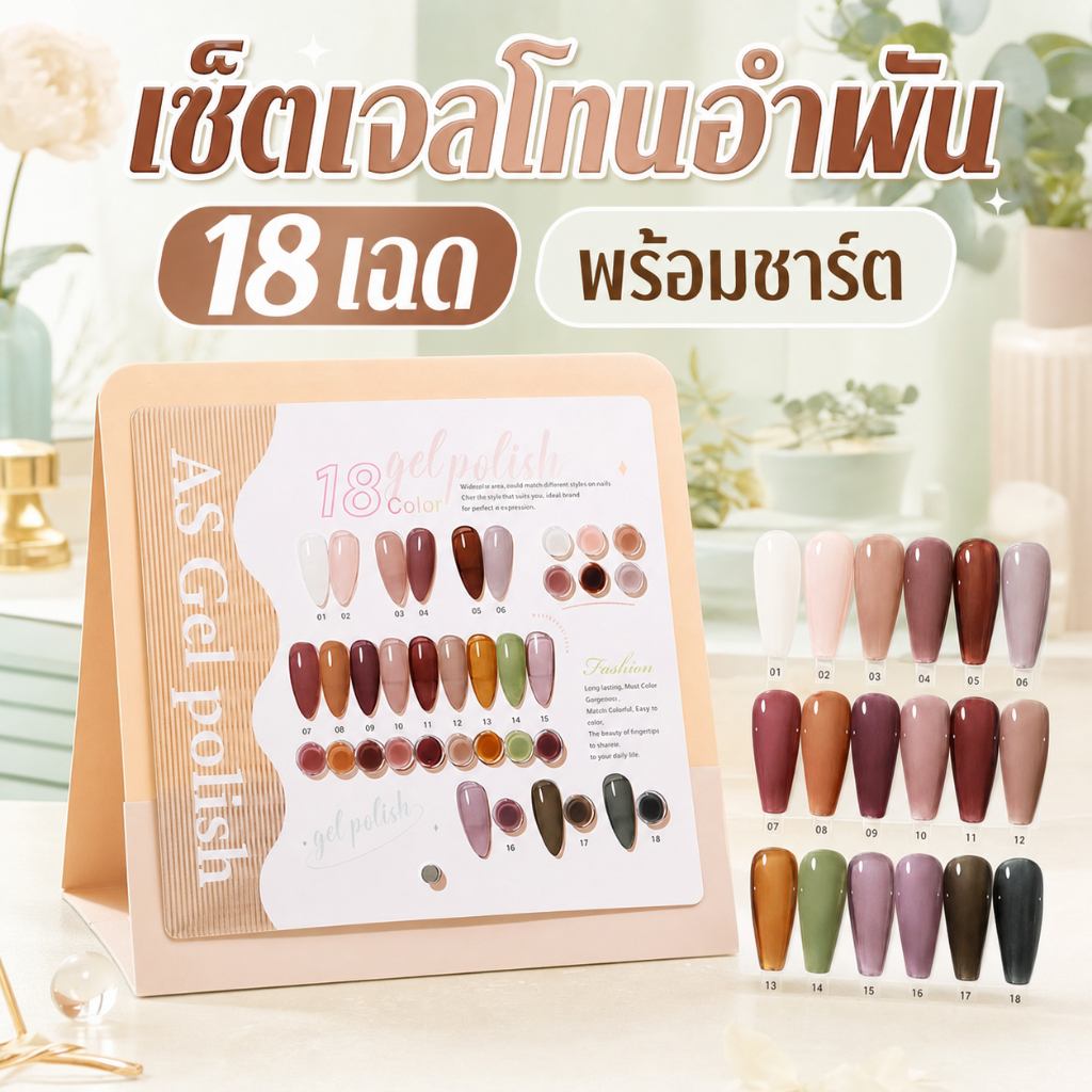 AS DTS Box Set สีเจลโทนอำพัน 18 เฉด พร้อมชาร์ตตั้งโต๊ะ