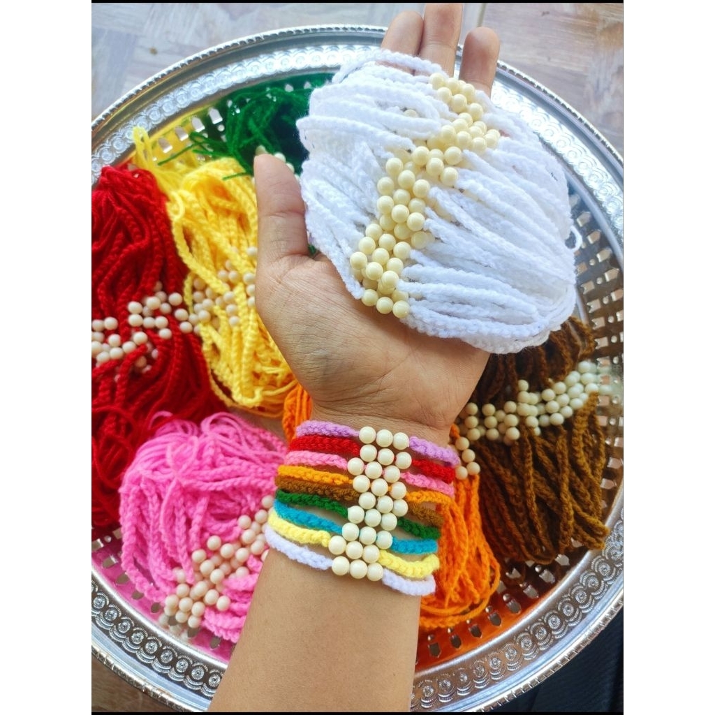 สายสิญจน์สีขาว 100 เส้นสายสิญจน์ผูกข้อมือ11สีมงคลขายดี