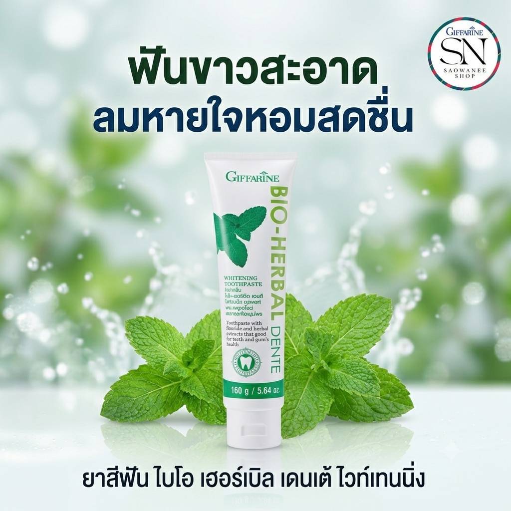 กิฟฟารีน ยาสีฟัน ไบโอ เฮอร์เบิล เดนเต้ ไวท์เทนนิ่ง ฟันขาว ฟลูออไรด์ ปากสะอาด ลดกลิ่นปาก ป้องกันฟันผุ