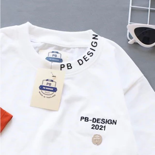 PB DESIGN เสื้อยืดแขนสั้น รุ่นคอแถบใหม่ ผ้าคอตตอนทรงตรง คอกลม S-3XL