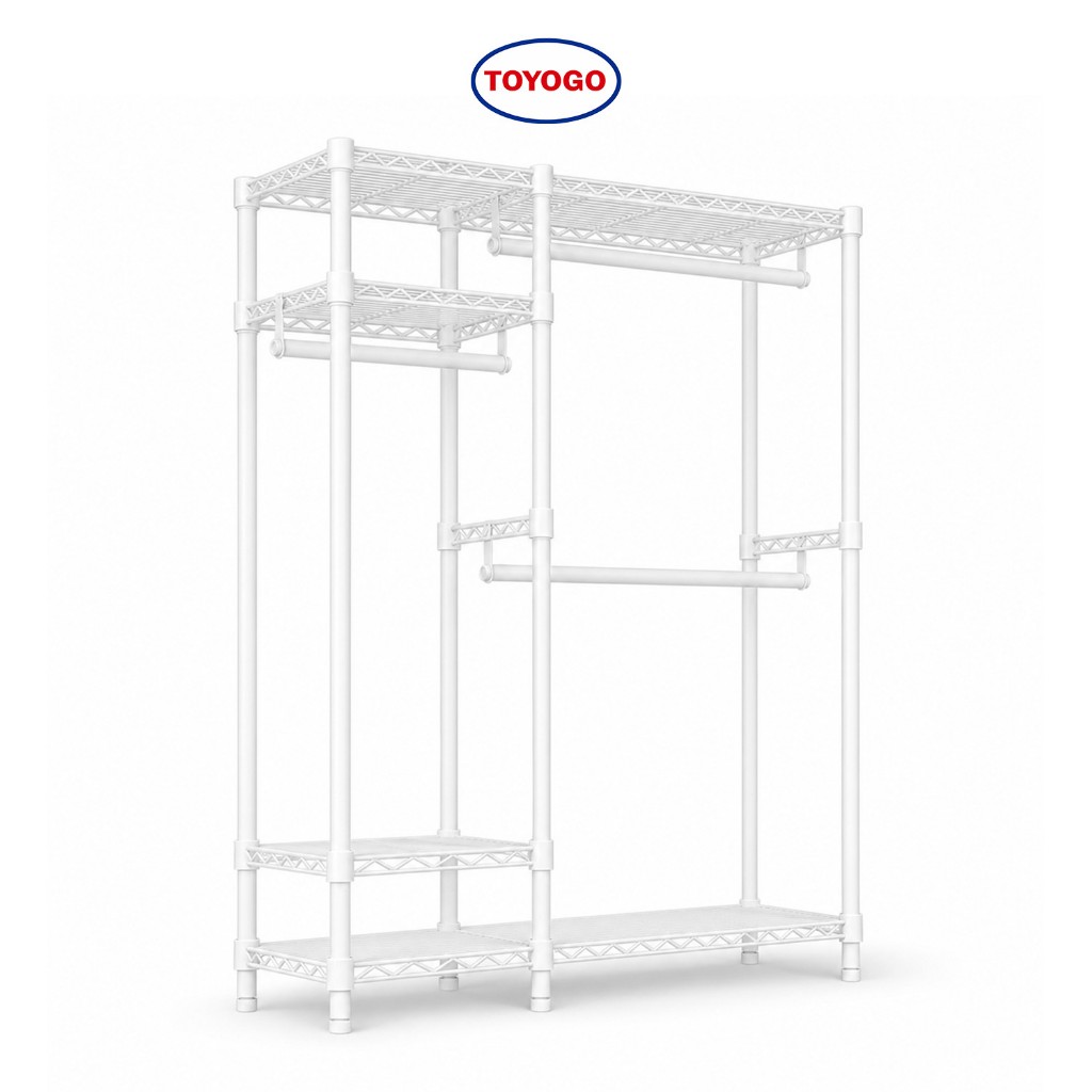 TOYOGO โครงตู้เสื้อผ้า ราวแขวนผ้า 3 ชั้น ปรับความสูงได้ แข็งแรง DIY ห้องนอน