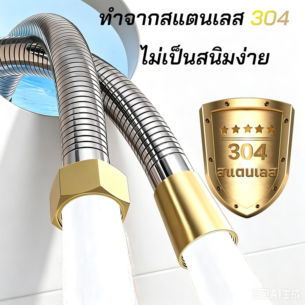 สายสเตนเลส 304 แท้ 1.5M สายฝักบัว สายฉีดชำระ ไม่เป็นสนิม