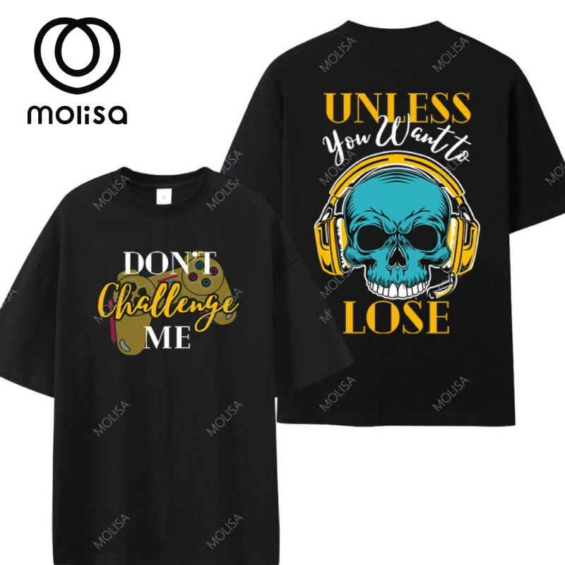 Molisa เสื้อยืดโอเวอร์ไซส์ สตรีทแฟชั่นผู้ชาย เสื้อยืด oversize ชาย เสื้อสกรีน ผ้านุ่มใส่สบาย เสื้อสีดำ 68222#