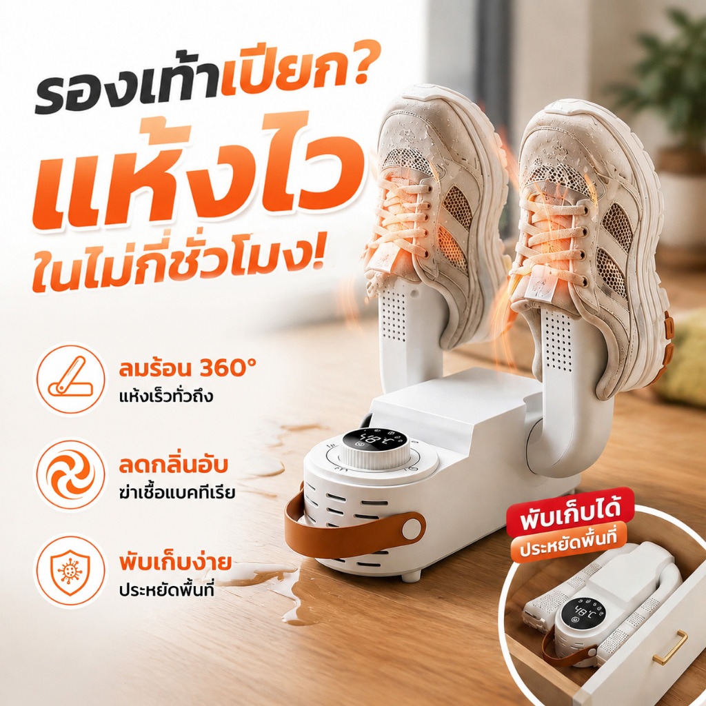 [Nest] รองเท้า เครื่องเป่ารองเท้า กำจัดกลิ่น ทำให้แห้ง Shoes Dryer ฆ่าเชื้อโรค ลดความชื้น แบบตั้งเวลาได้ ท่อขยายยืดได้